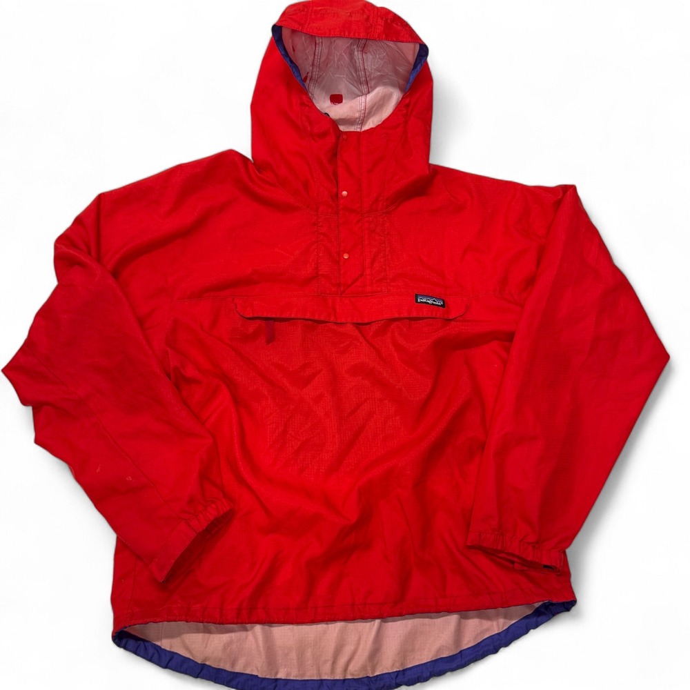 Patagonia Red‎ Anorak Hooded Pullover Jacket Mens Large Lightweight Vintage USA